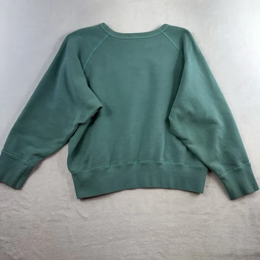 J.Crew L Large Sweatshirt Ocean Pearl Myrtle Beach Green Crop Pullover Cotton‎